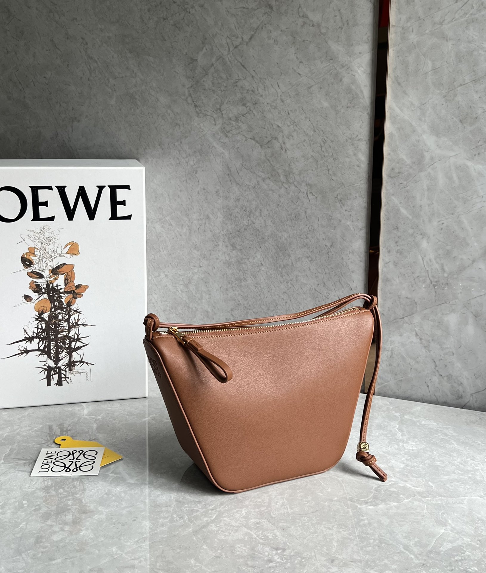 Loewe Mini Hammock Hobo Bag in Classic Calfskin Caramel